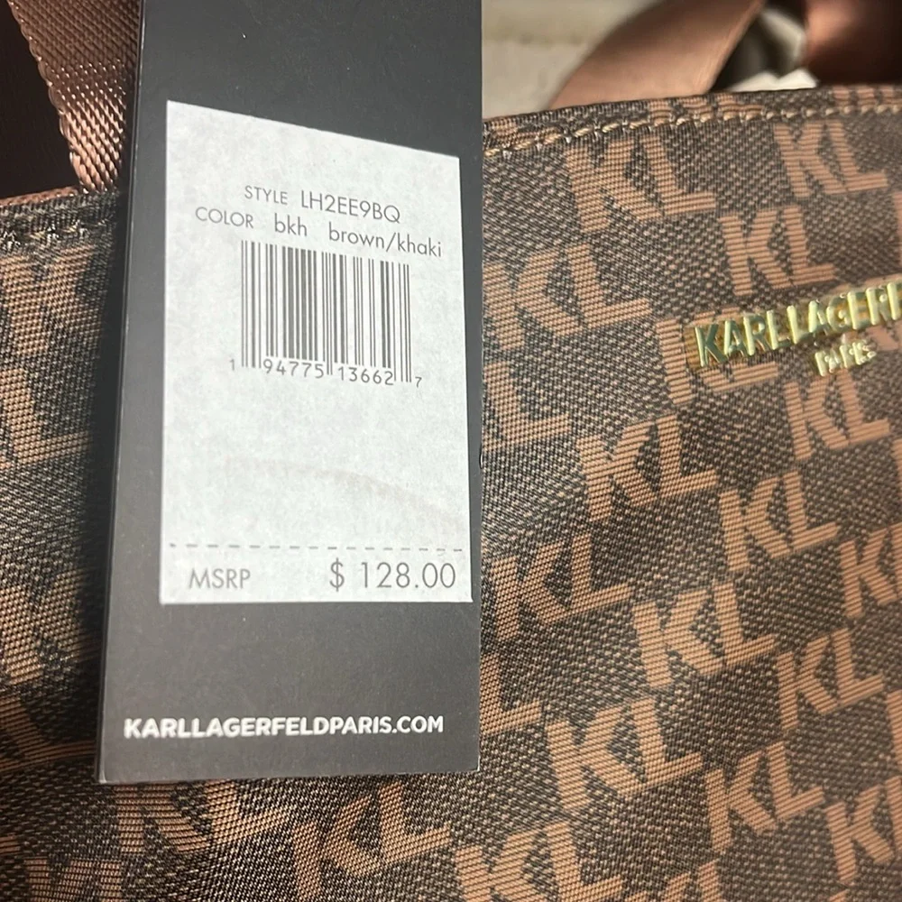 Karl Lagerfeld Brown Logo Crossbody Purse NWT - Picture 2 of 11